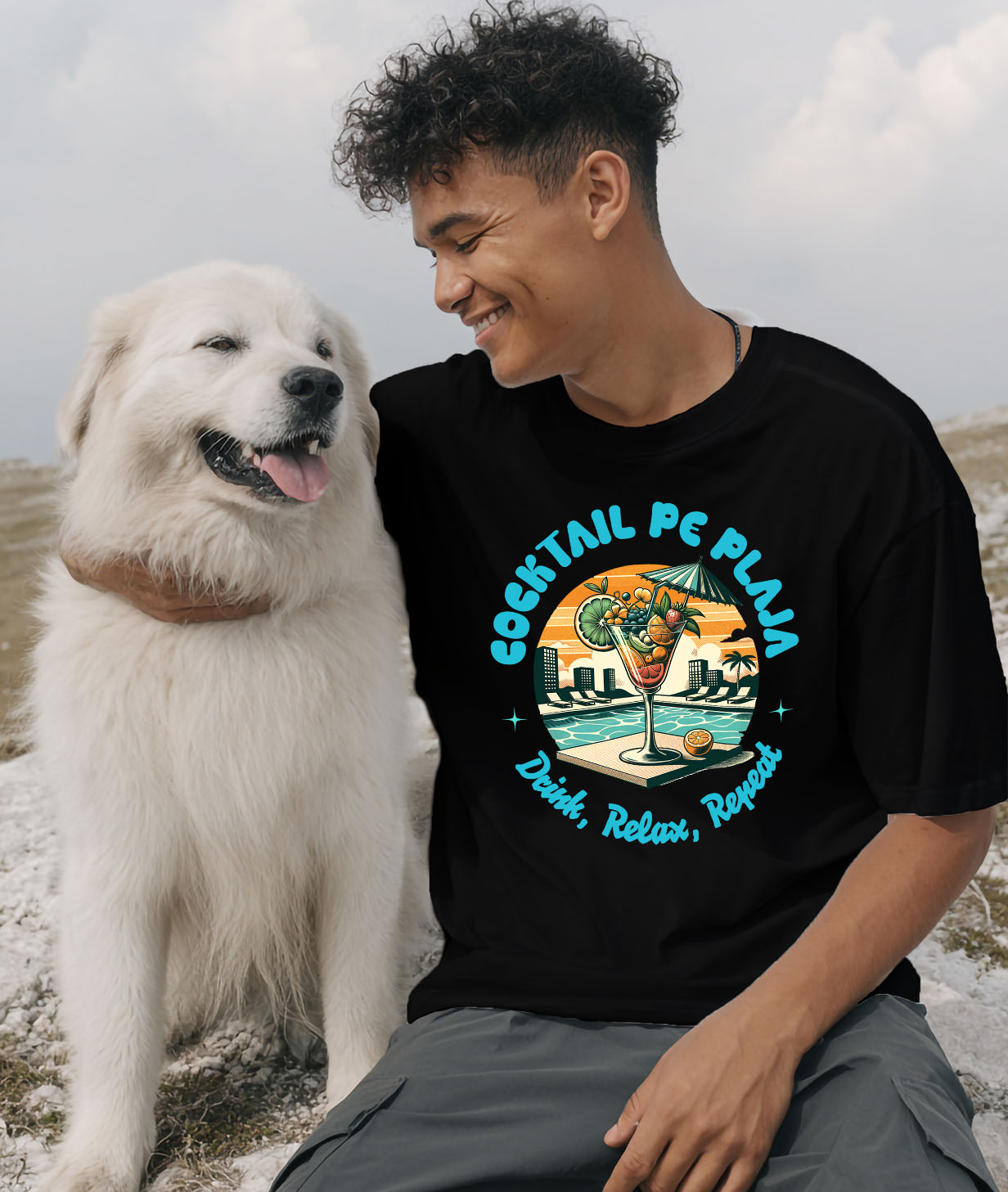 Tricou Femei, Barbati, Copii, Fata, Baiat, Unisex Personalizat "Produse personalizate pentru vacanță – Pahar de cocktail elegant cu fructe și umbrelă la piscină" [1]