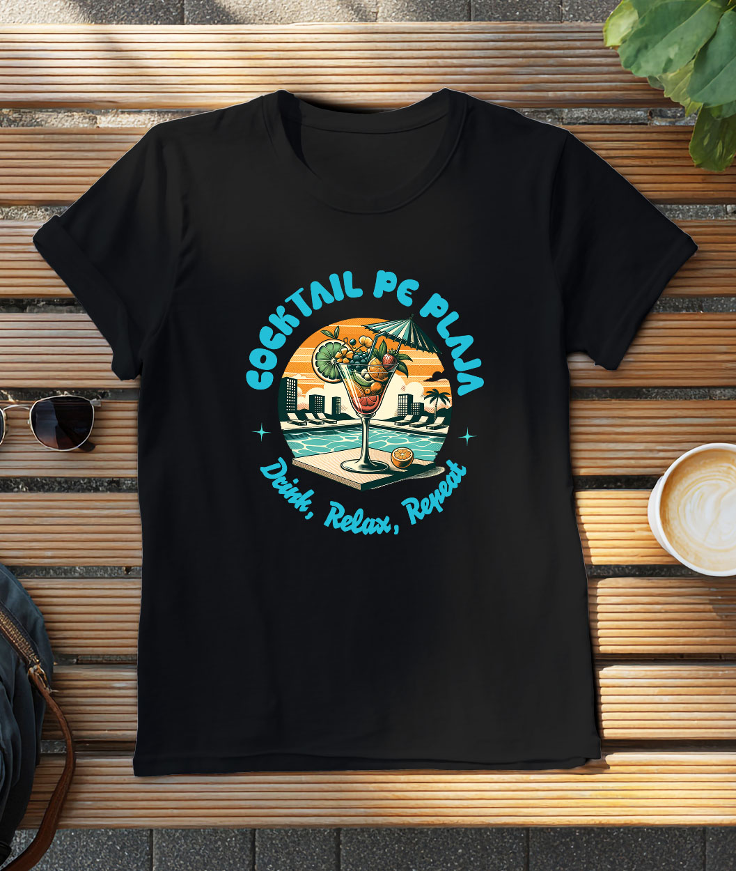 Tricou Femei, Barbati, Copii, Fata, Baiat, Unisex Personalizat "Produse personalizate pentru vacanță – Pahar de cocktail elegant cu fructe și umbrelă la piscină" [2]