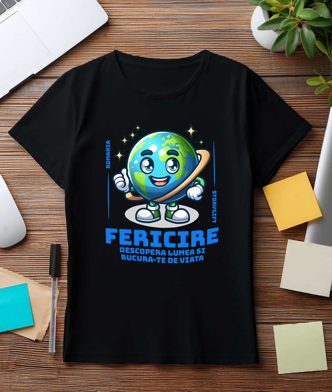 Tricou Femei, Barbati, Copii, Fata, Baiat, Unisex Personalizat "Produse personalizate pentru vacanță – Planeta Pământ veselă și fericire" [2]