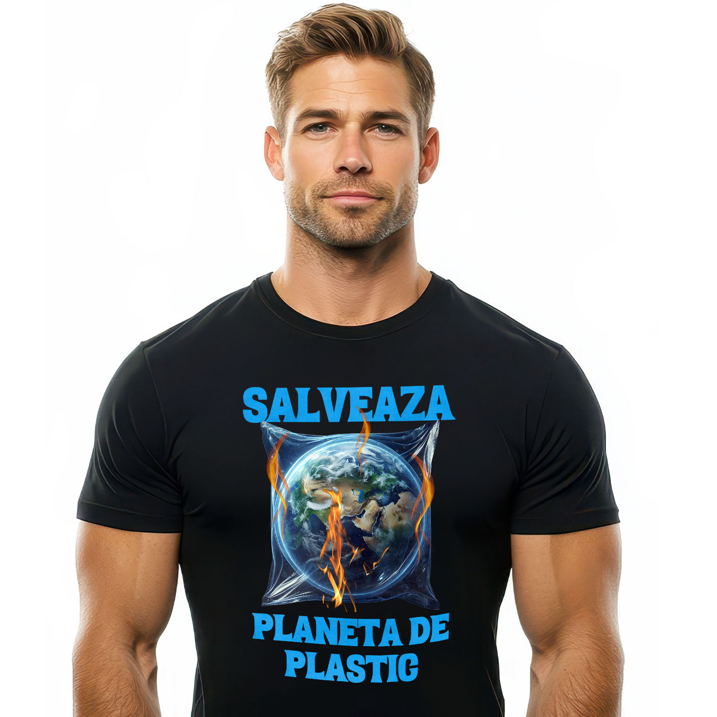 Planeta - Tricou Femei, Barbati, Copii, Fata, Baiat, Unisex Personalizat "Produse ecologice personalizate – Pământ Terra în pungă de plastic, protejează mediul"