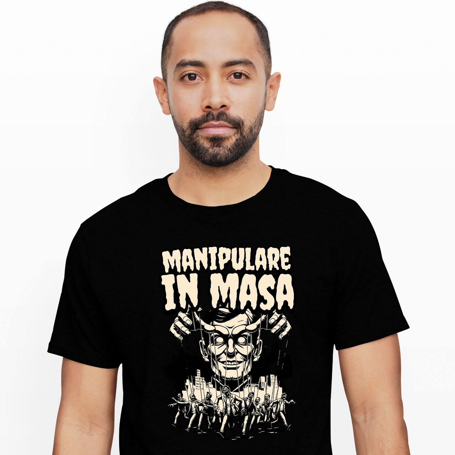 Planeta - Tricou Femei, Barbati, Copii, Fata, Baiat, Unisex Personalizat "Manipulare în Masă - Chip Uman Manipulat Marionete, Produse Personalizate pentru Familie și Educație"