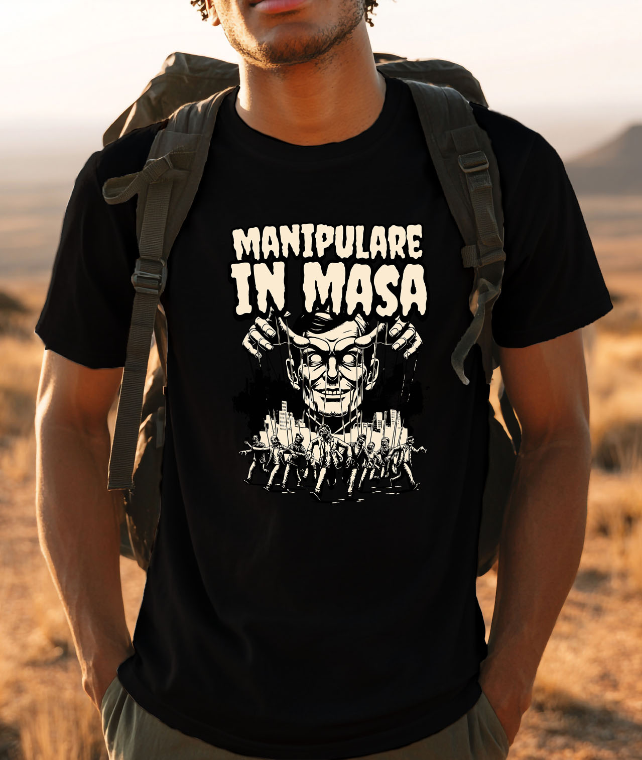 Tricou Femei, Barbati, Copii, Fata, Baiat, Unisex Personalizat "Manipulare în Masă - Chip Uman Manipulat Marionete, Produse Personalizate pentru Familie și Educație" [1]