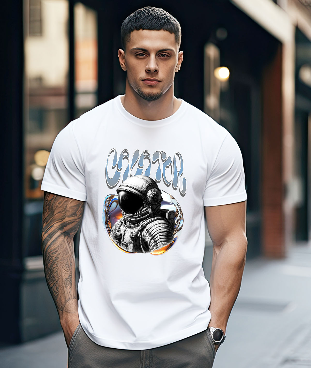 Tricou Femei, Barbati, Copii, Fata, Baiat, Unisex Personalizat "Astronaut Costum Spațial și Artă Abstractă - Produse Personalizate pentru Familie, Copii, Tati și Prieteni" [1]