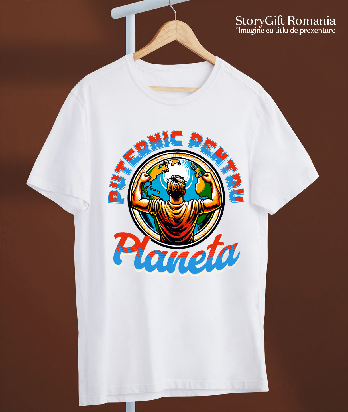 Tricou Femei, Barbati, Copii, Fata, Baiat, Unisex Personalizat "Silueta Umană Bărbat și Planeta Pământ - Produse Personalizate pentru Familie, Copii, Tati și Prieteni" [2]