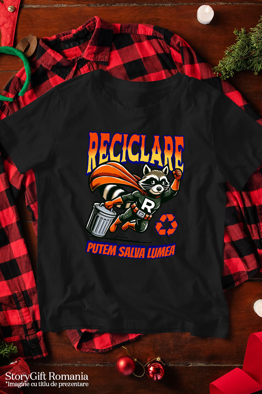 Tricou Femei, Barbati, Copii, Fata, Baiat, Unisex Personalizat "Animal Super-Eroul Reciclare - Produse Personalizate pentru Familie și Copii" [4]