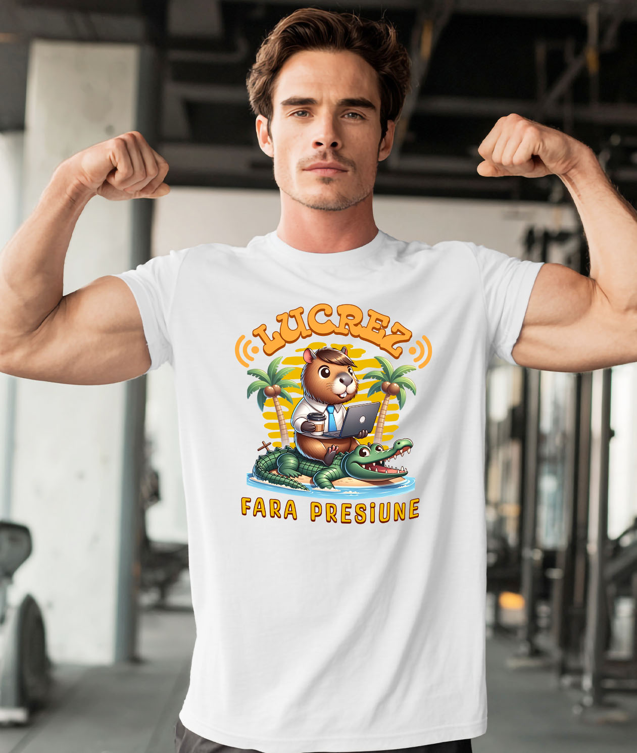 Tricou Femei, Barbati, Copii, Fata, Baiat, Unisex Personalizat "Castor Haios Costum cu Cravată și Laptop - Produse Personalizate pentru Munca de Acasă" [1]