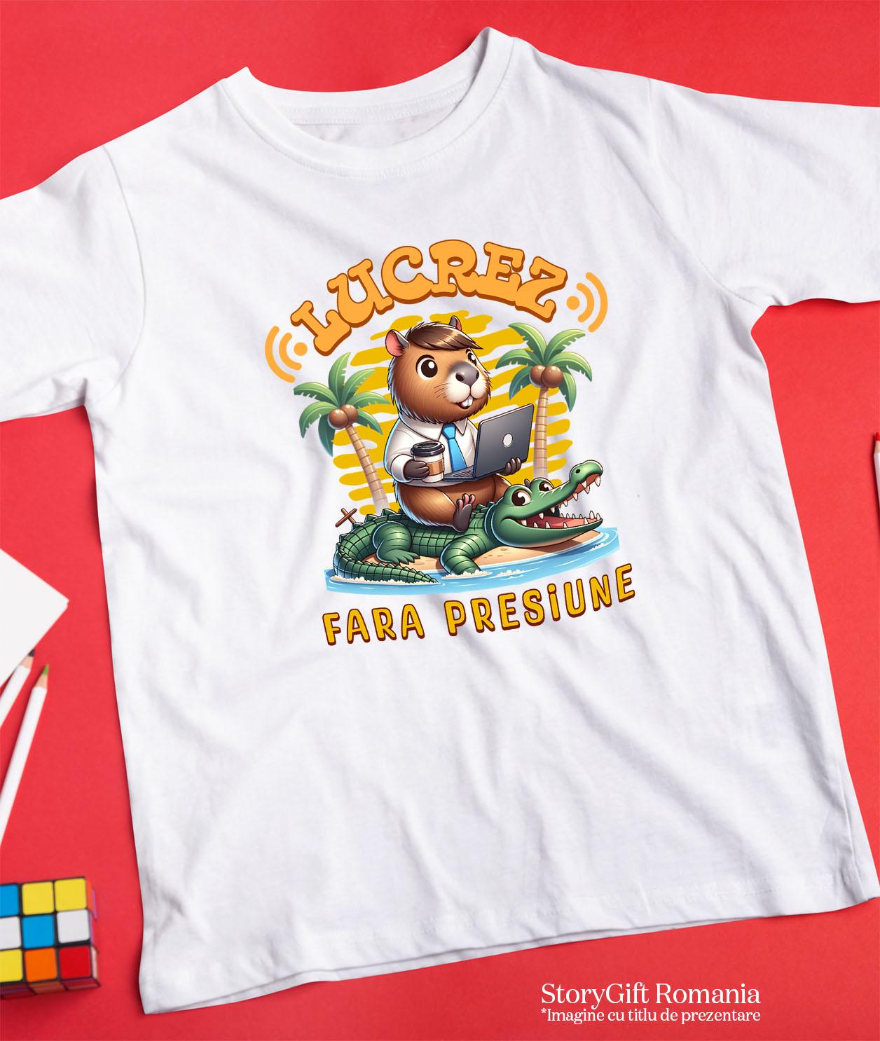 Tricou Femei, Barbati, Copii, Fata, Baiat, Unisex Personalizat "Castor Haios Costum cu Cravată și Laptop - Produse Personalizate pentru Munca de Acasă" [2]