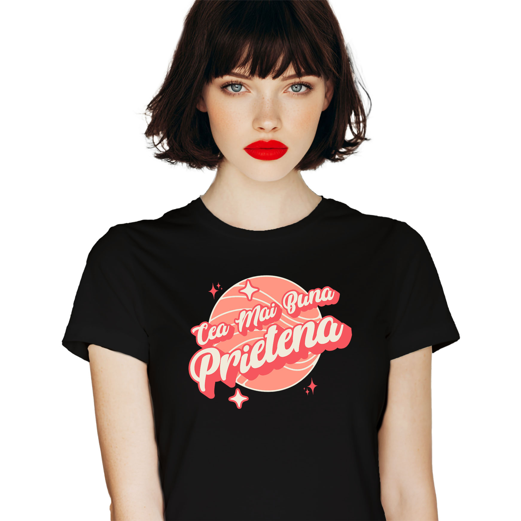 Prieteni - Tricou Femei, Barbati, Copii, Fata, Baiat, Unisex Personalizat "Minge de Baschet Personalizată cu Stele Strălucitoare - Cea Mai Bună Prietenă Fete, Cadou Dragoste"