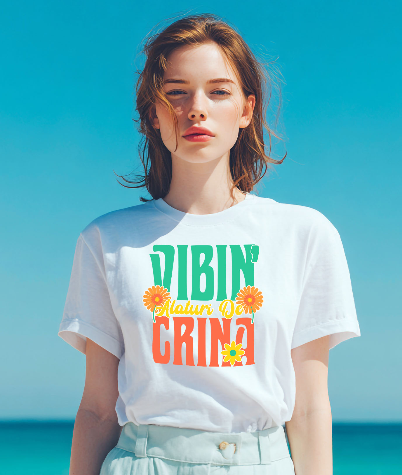 Tricou Femei, Barbati, Copii, Fata, Baiat, Unisex Personalizat Cadouri personalizate pentru prieteni și familie, design colorat cu flori galbene și vibrații de vară [1]