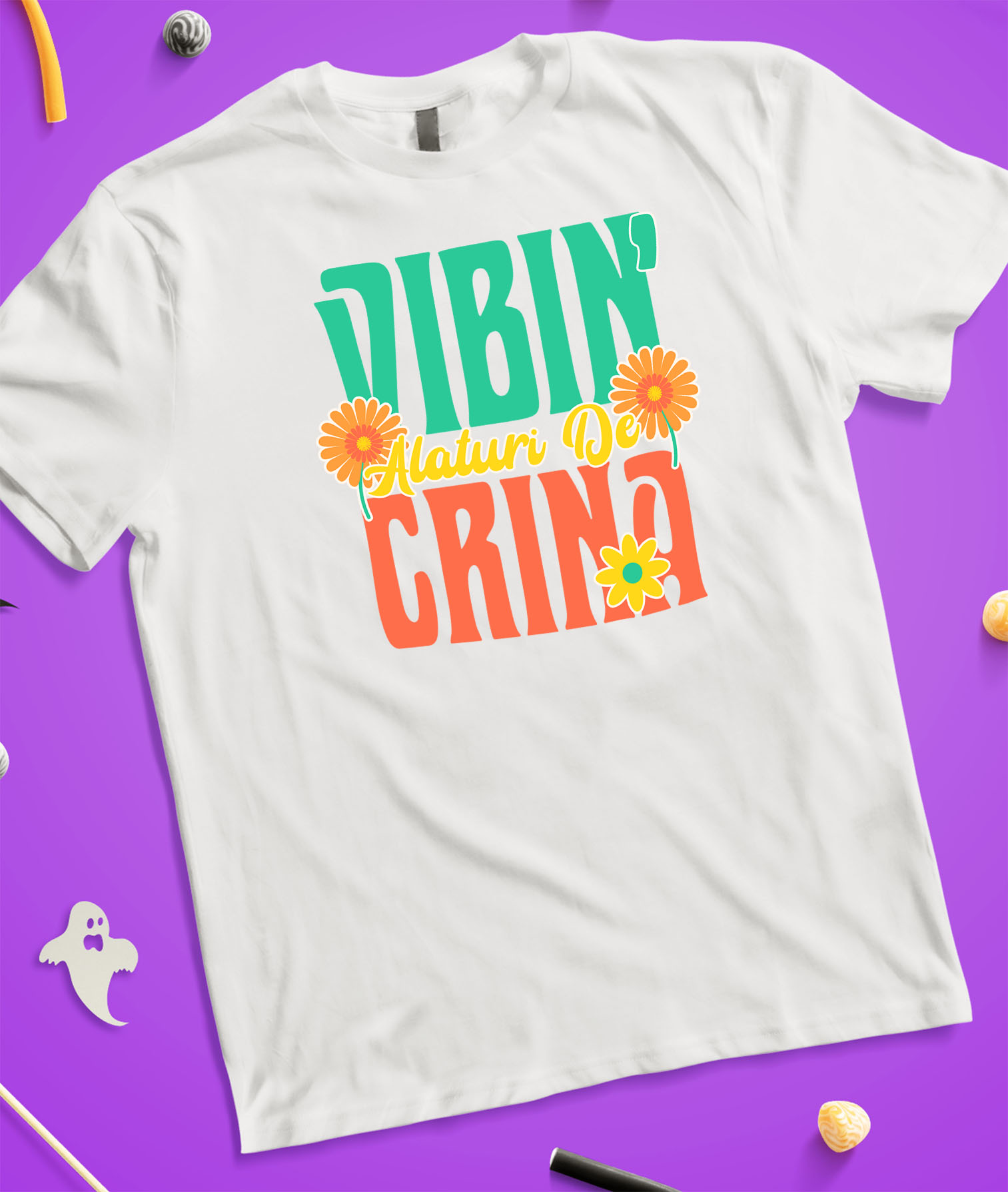 Tricou Femei, Barbati, Copii, Fata, Baiat, Unisex Personalizat Cadouri personalizate pentru prieteni și familie, design colorat cu flori galbene și vibrații de vară [2]