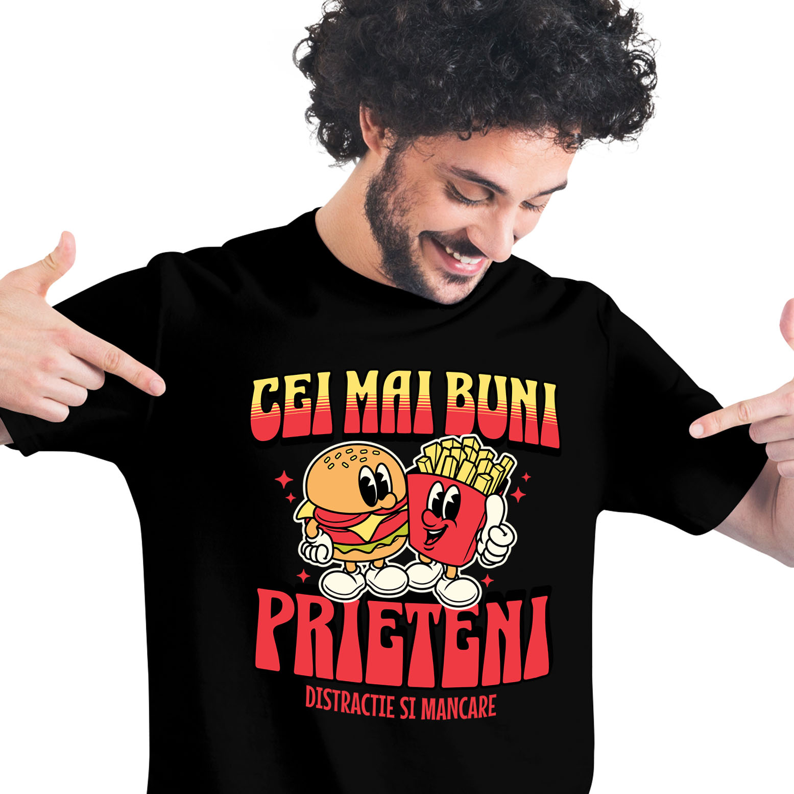 Prieteni - Tricou Femei, Barbati, Copii, Fata, Baiat, Unisex Personalizat Cadouri personalizate pentru prieteni și familie - hamburger și cartofi prăjiți cu mesaj de prietenie