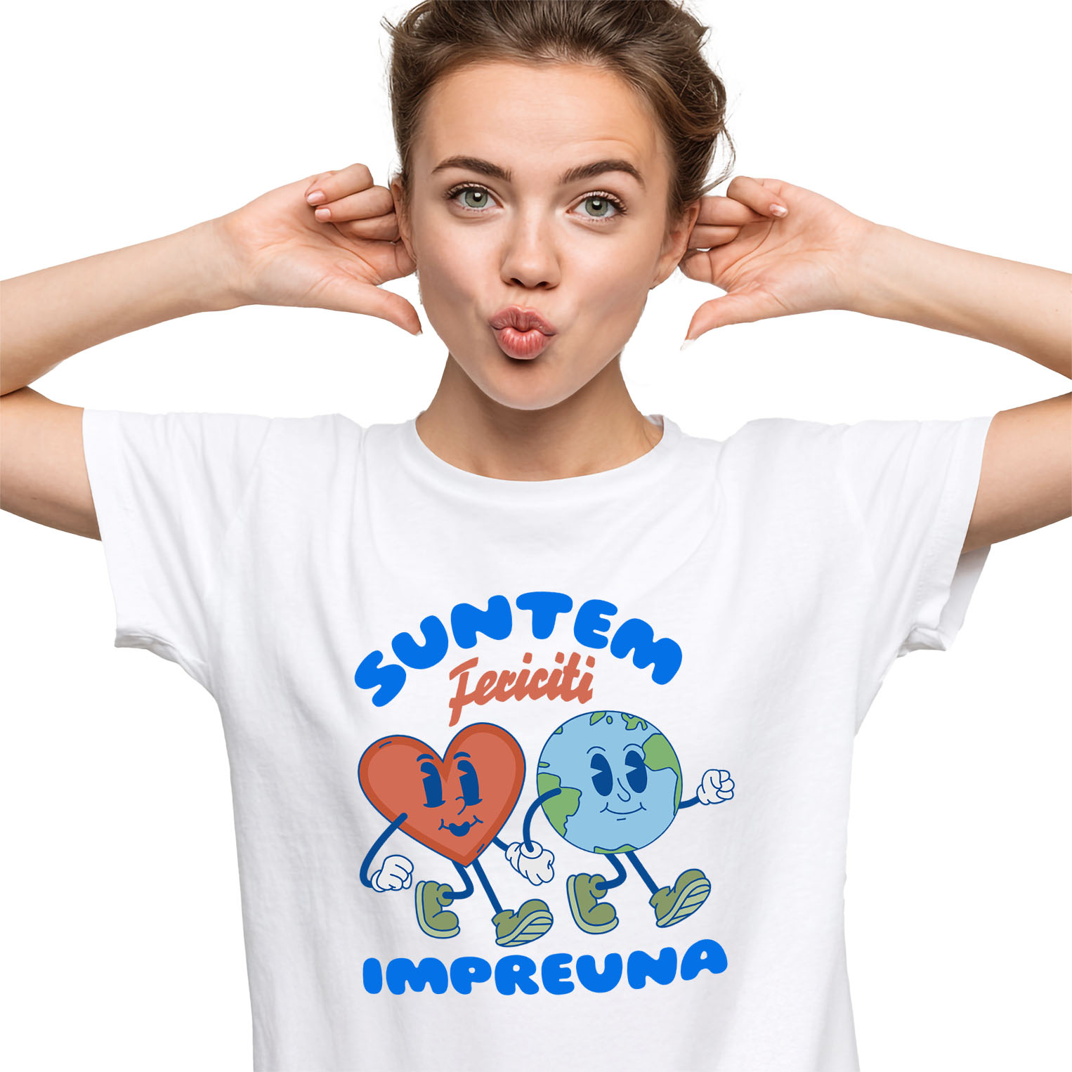 Prieteni - Tricou Femei, Barbati, Copii, Fata, Baiat, Unisex Personalizat Cadouri personalizate pentru cupluri - inima și planeta Pământ cu mesaj de iubire și fericire