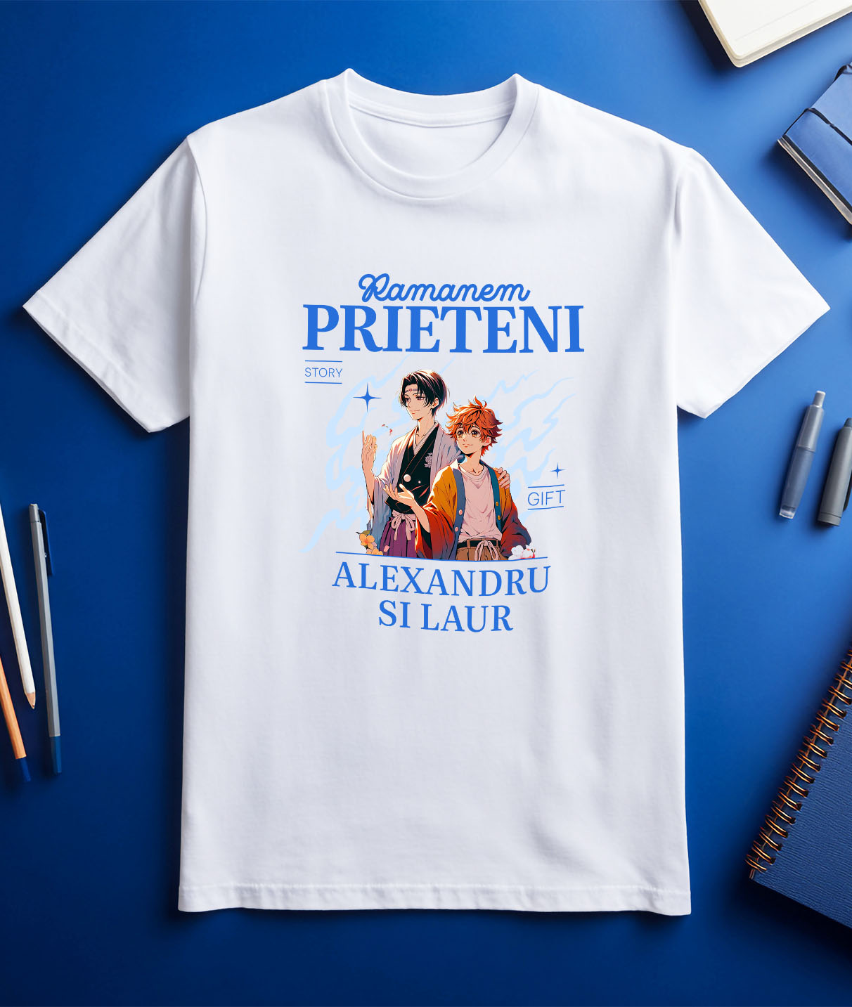 Tricou Femei, Barbati, Copii, Fata, Baiat, Unisex Personalizat Cadouri personalizate pentru băieți – Portret anime pentru Alexandru și Laur [2]