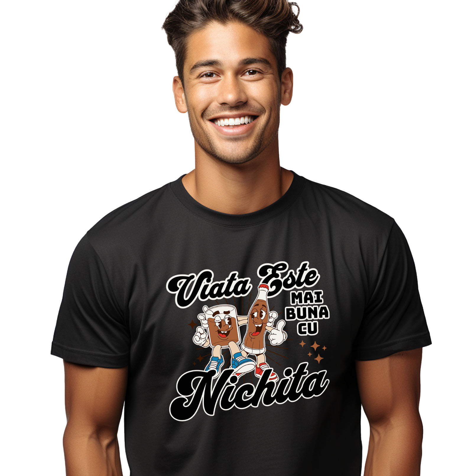 Tricou Femei, Barbati, Copii, Fata, Baiat, Unisex Personalizat Cadouri personalizate pentru prieteni – Pahar de cola și sticla de cola cu text personalizat