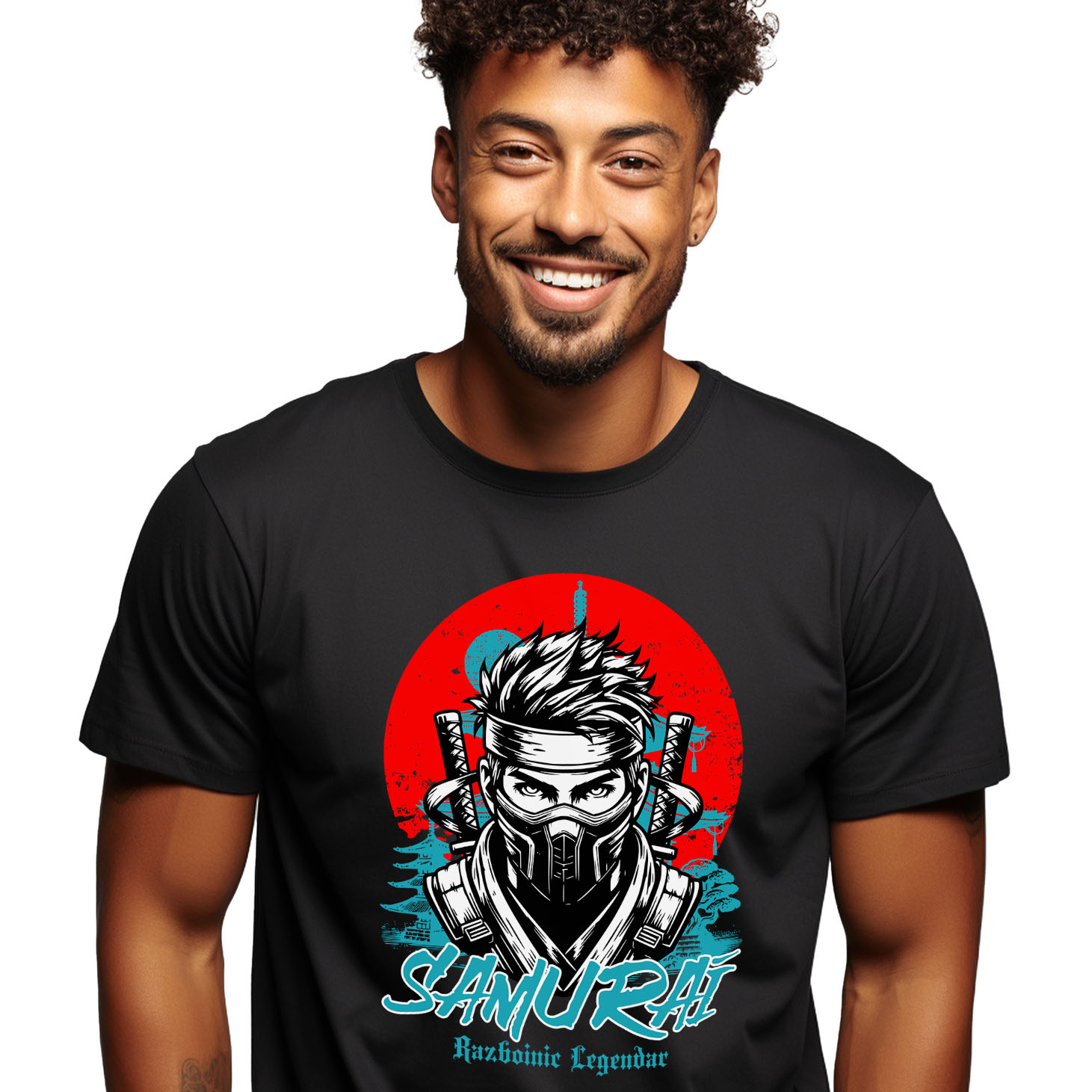 Razboinic - Tricou Femei, Barbati, Copii, Fata, Baiat, Unisex Personalizat Cadouri personalizate – Portret ninja cu mască și sabii, samurai războinic legendar