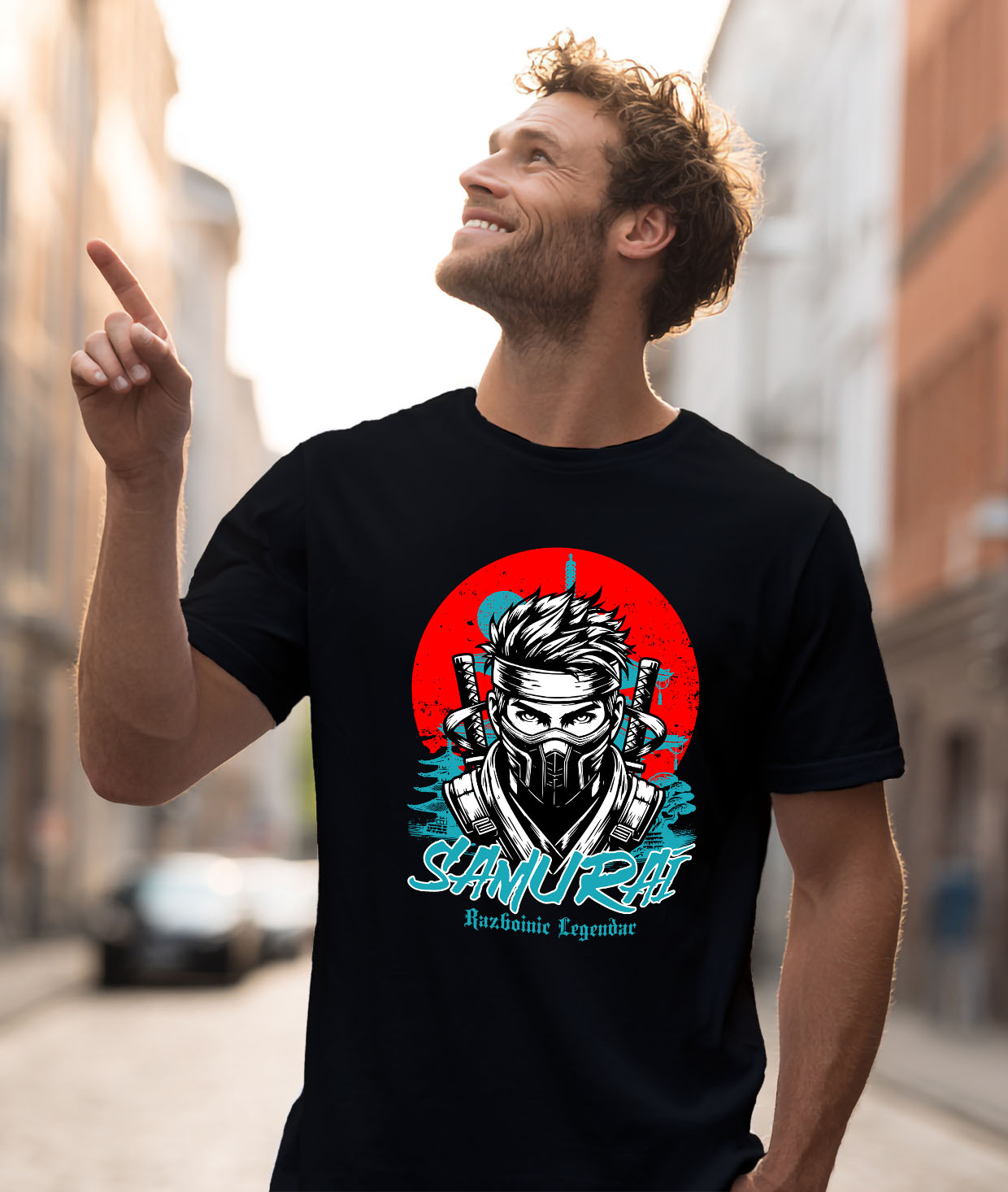 Tricou Femei, Barbati, Copii, Fata, Baiat, Unisex Personalizat Cadouri personalizate – Portret ninja cu mască și sabii, samurai războinic legendar [1]
