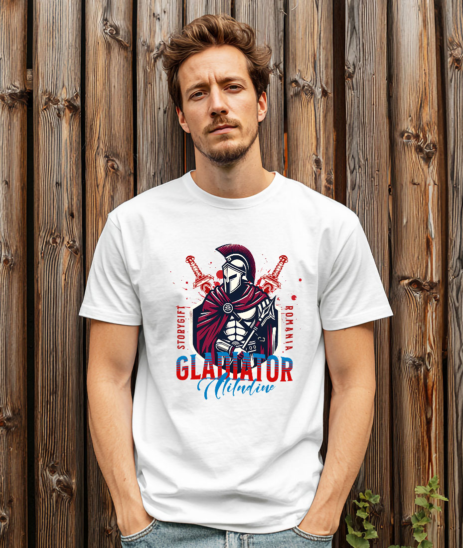 Tricou Femei, Barbati, Copii, Fata, Baiat, Unisex Personalizat Cadouri personalizate – Războinic cu armură de fier și atitudine de gladiator [1]