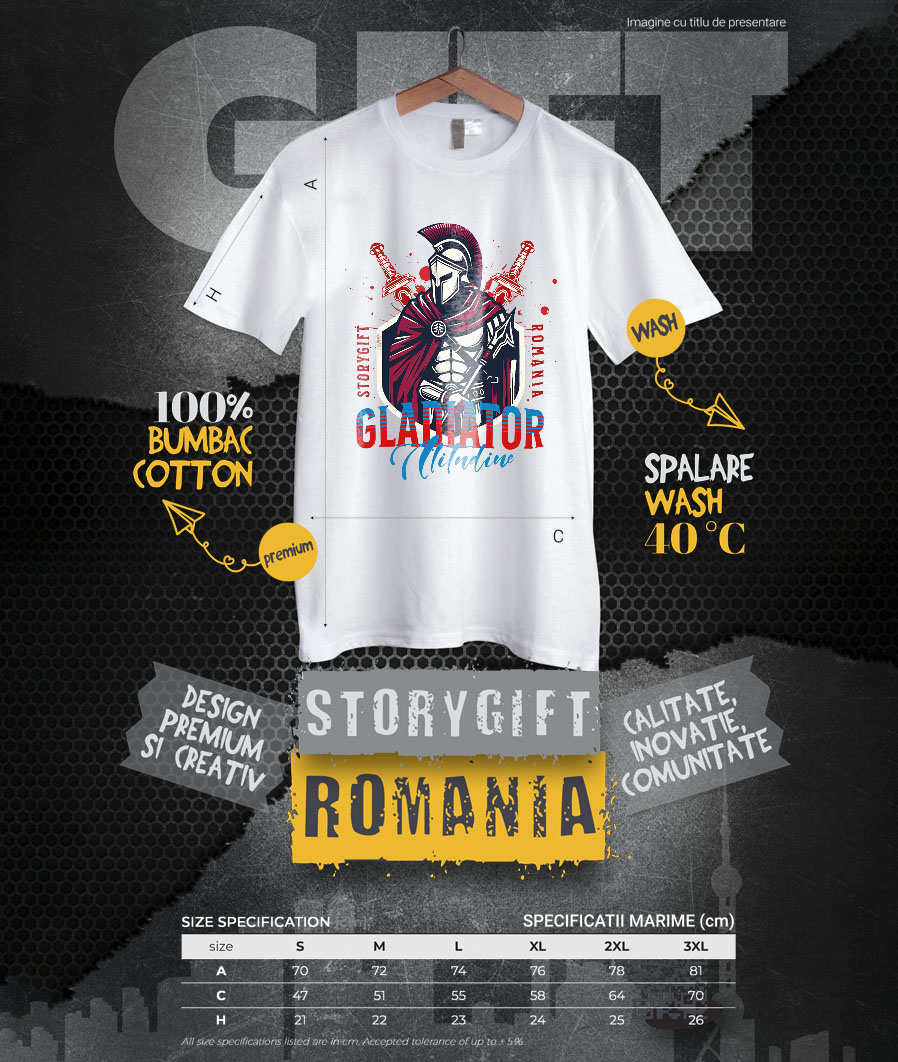 Tricou Femei, Barbati, Copii, Fata, Baiat, Unisex Personalizat Cadouri personalizate – Războinic cu armură de fier și atitudine de gladiator [3]