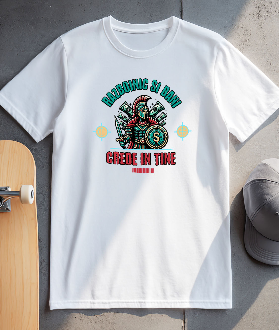 Tricou Femei, Barbati, Copii, Fata, Baiat, Unisex Personalizat Cadouri personalizate – Războinic cavaler cu scut și sabie, semn dolar, motivație [2]