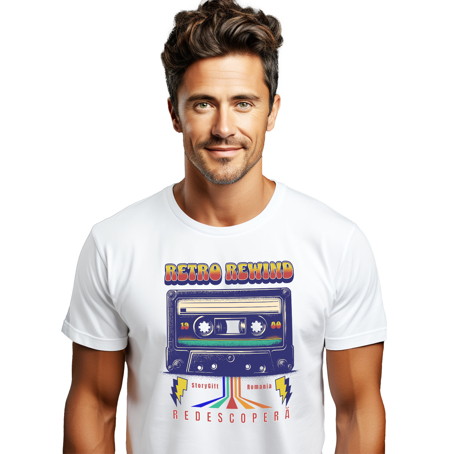 Retro - Tricou Femei, Barbati, Copii, Fata, Baiat, Unisex Personalizat Casetă Audio Colorată 1980 - Retro Rewind Disco Vintaj Cadou Personalizat