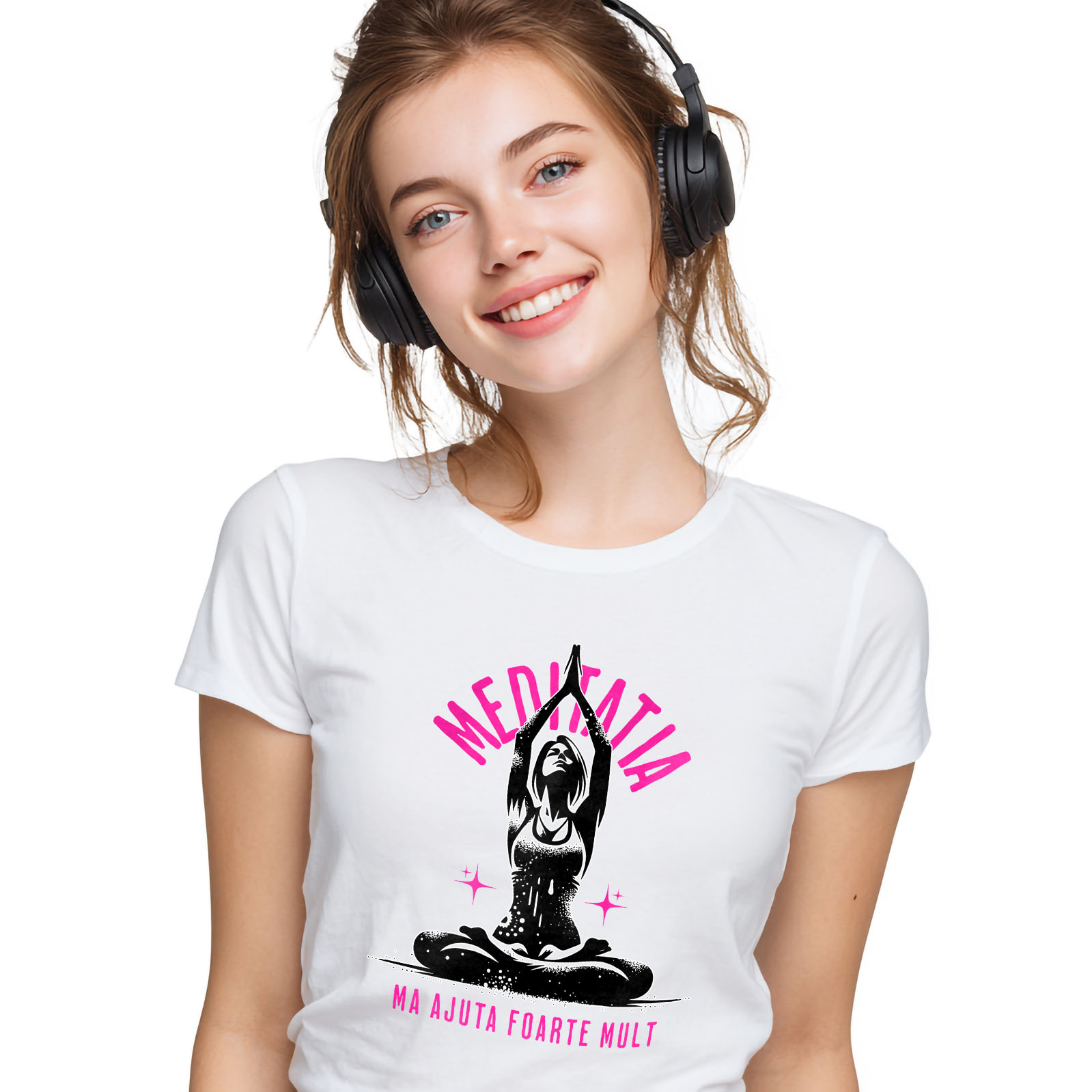 Tricou Femei, Barbati, Copii, Fata, Baiat, Unisex Personalizat Siluetă Femeie Yoga – Design Relaxare și Meditație pentru Cadouri Personalizate