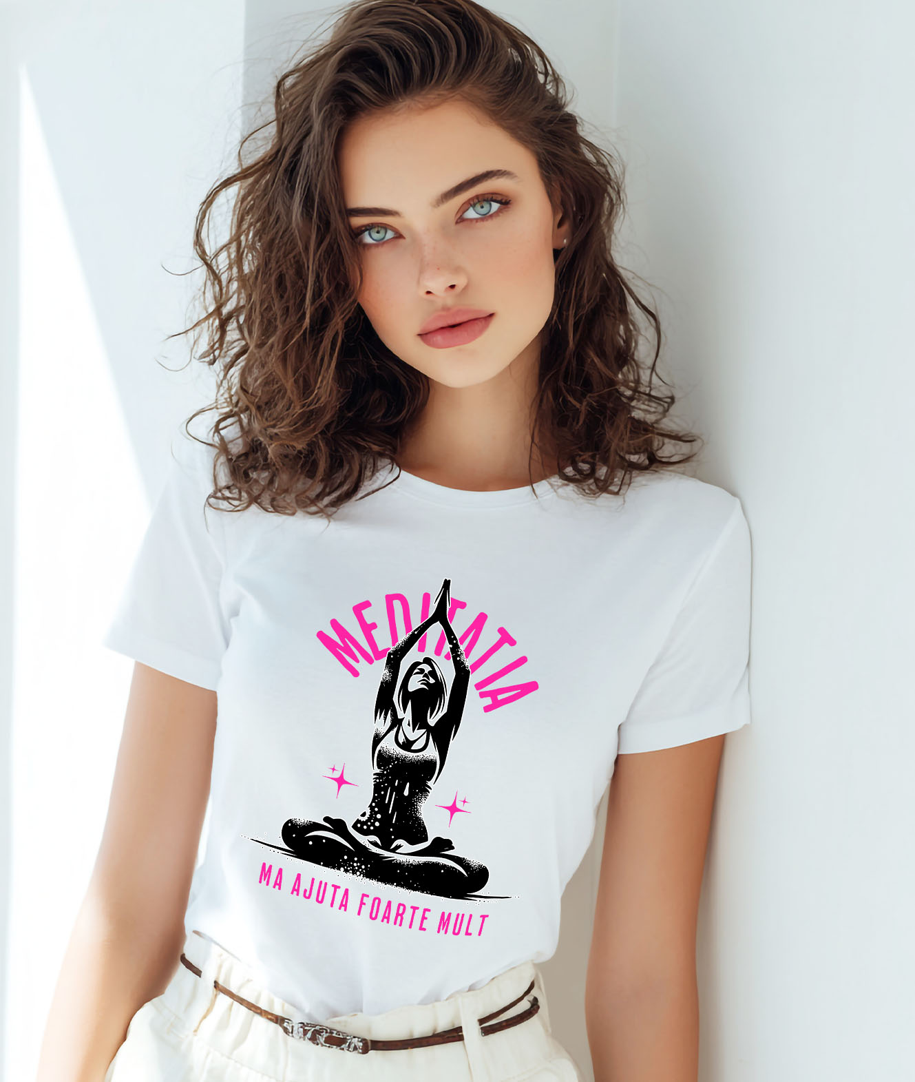 Tricou Femei, Barbati, Copii, Fata, Baiat, Unisex Personalizat Siluetă Femeie Yoga – Design Relaxare și Meditație pentru Cadouri Personalizate [1]