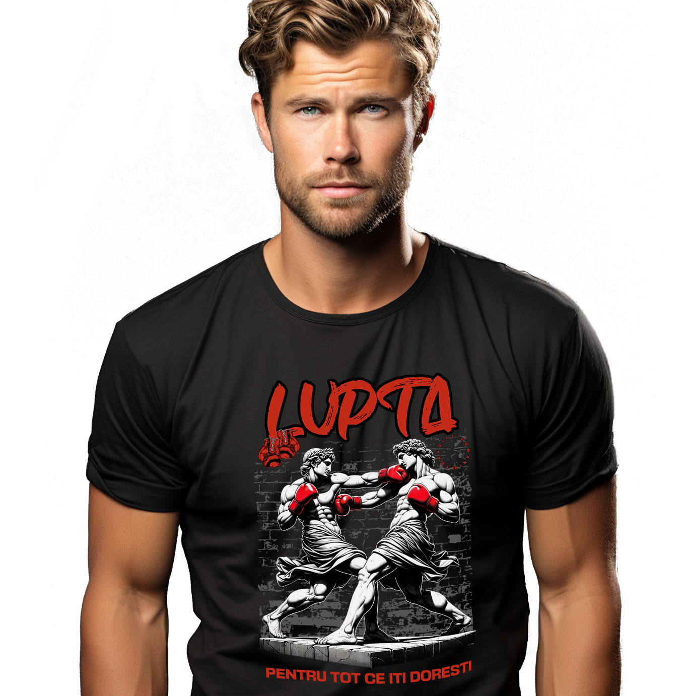 Tricou Femei, Barbati, Copii, Fata, Baiat, Unisex Personalizat Meci de Box Între Statui – Design Stil Grecesc pentru Cadouri Personalizate