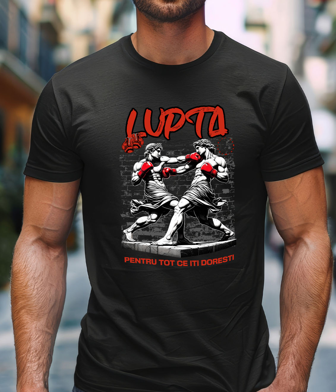 Tricou Femei, Barbati, Copii, Fata, Baiat, Unisex Personalizat Meci de Box Între Statui – Design Stil Grecesc pentru Cadouri Personalizate [1]