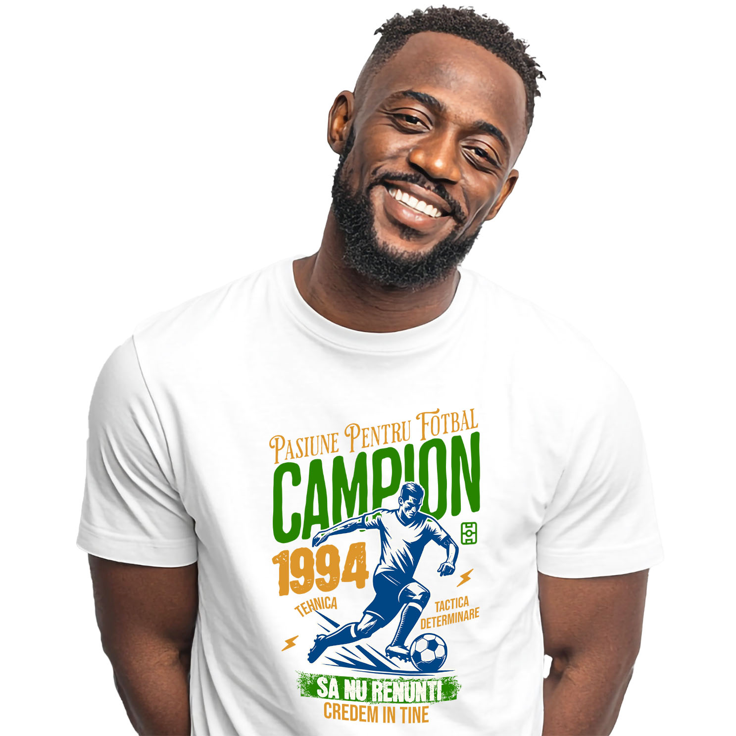 Sport - Tricou Femei, Barbati, Copii, Fata, Baiat, Unisex Personalizat Jucător Fotbal Sportiv – Echipament Motivational „Campion” pentru Joc În Echipa