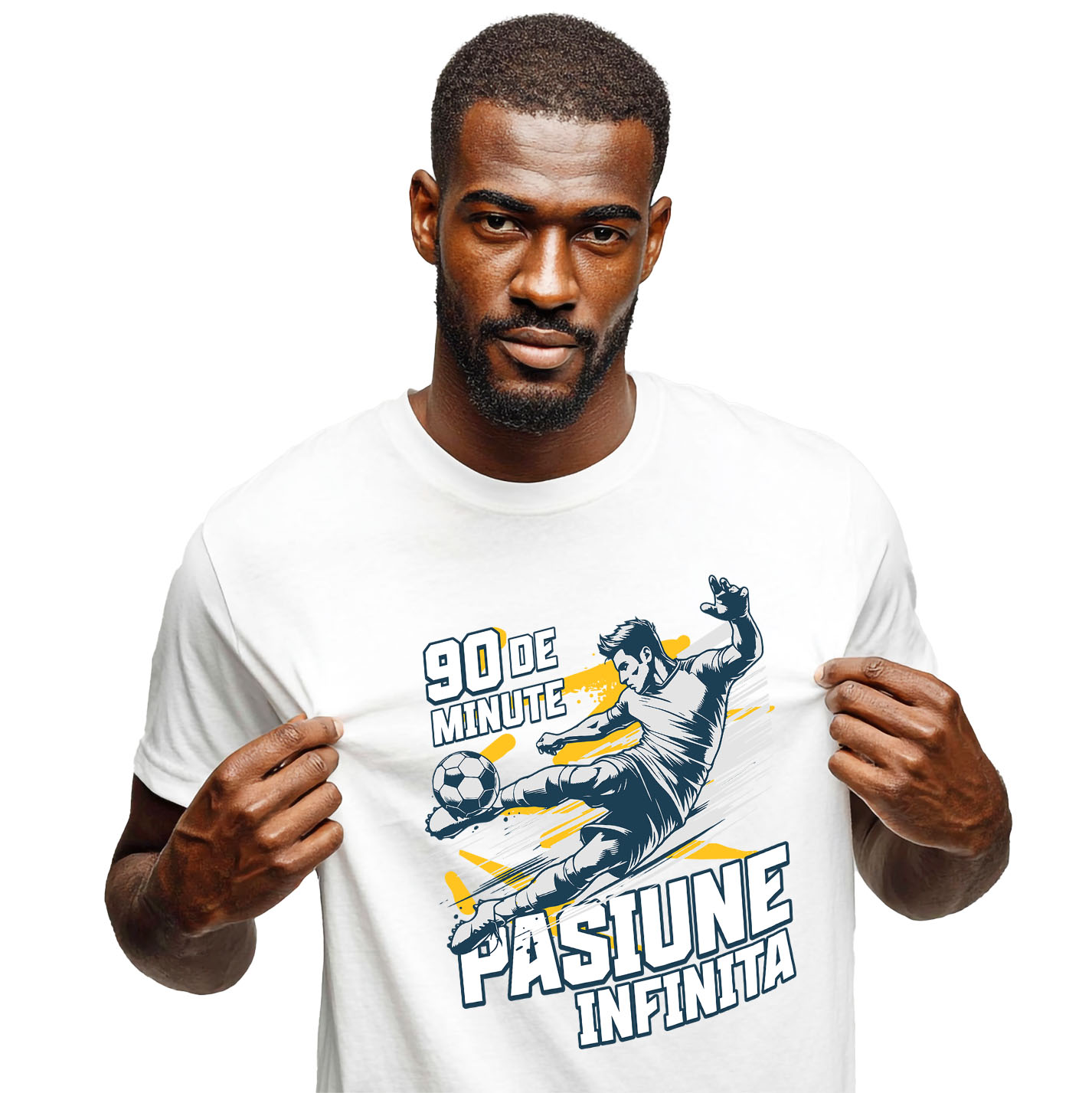 Sport - Tricou Femei, Barbati, Copii, Fata, Baiat, Unisex Personalizat Jucător Fotbal Campion – Lovitură Minge Sport Motivational „90 Minute Pasiune Infinita”