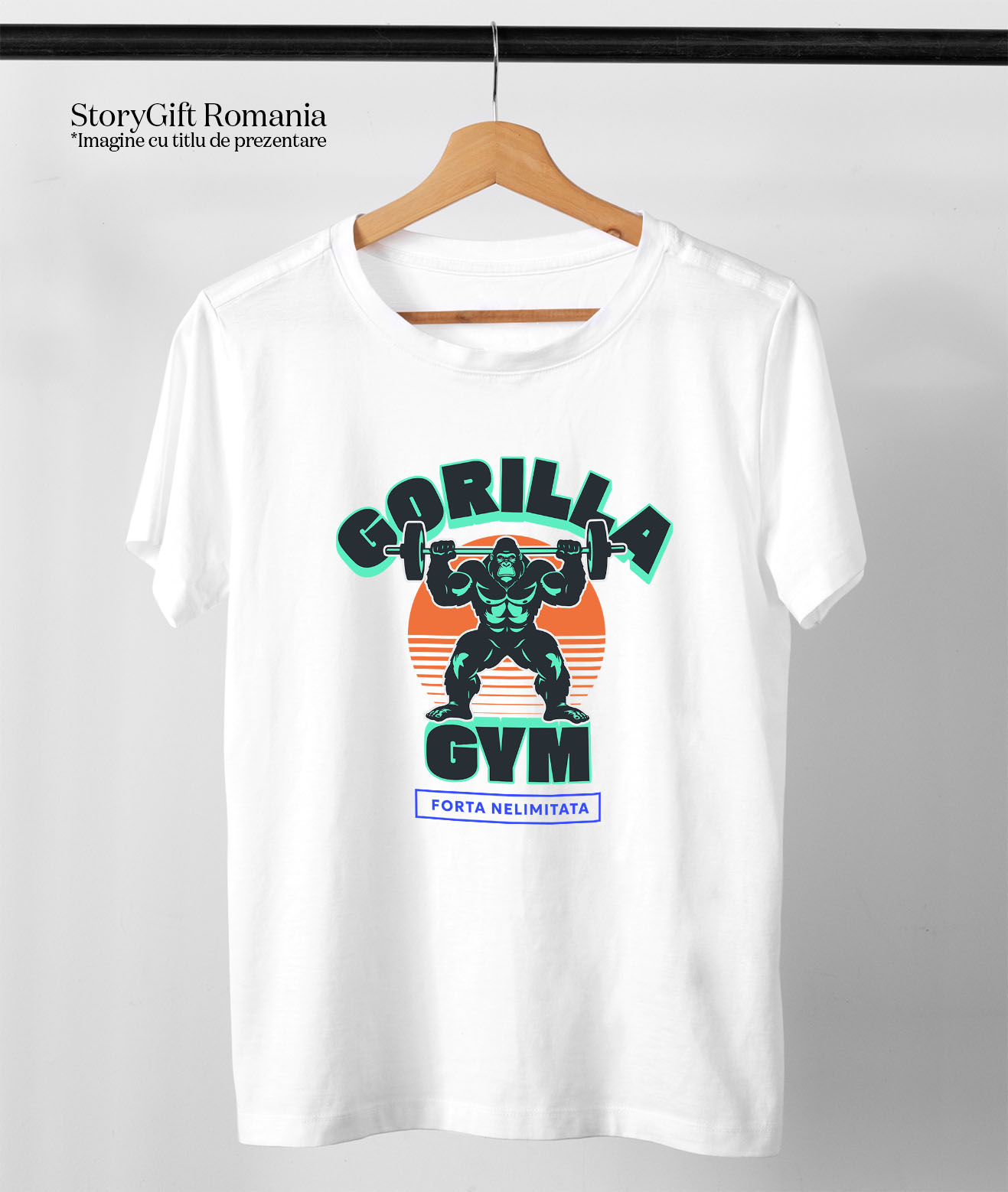 Tricou Femei, Barbati, Copii, Fata, Baiat, Unisex Personalizat Gorila Sportivă – Ridicări Gantere și Forță Nelimitată pentru Antrenamente Fitness [2]