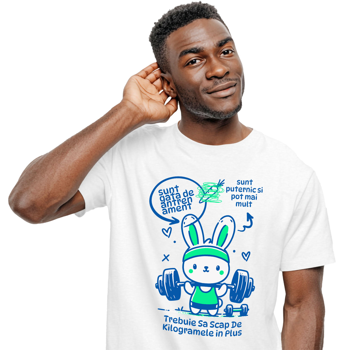 Sport - Tricou Femei, Barbati, Copii, Fata, Baiat, Unisex Personalizat Iepure Haios La Sală – Ridicat Bară Greutăți Motivational Puternic pentru Fitness