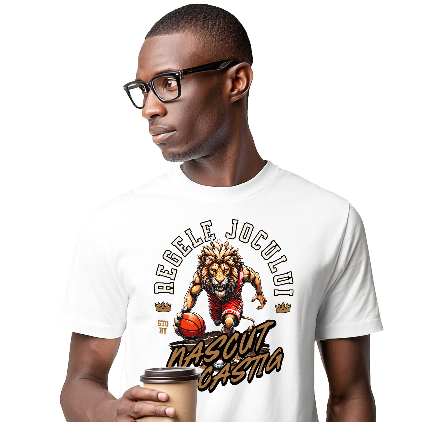 Sport - Tricou Femei, Barbati, Copii, Fata, Baiat, Unisex Personalizat Leul Furios – Jucător de Baschet în Meci Intens | Design Sportiv