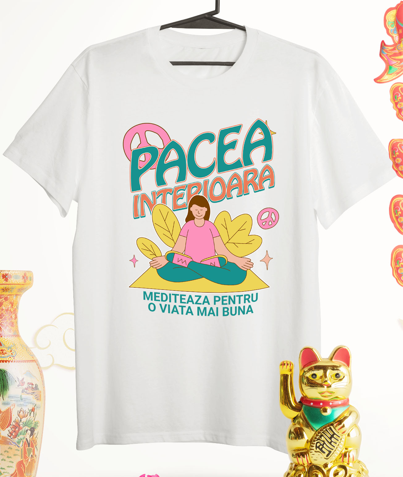 Tricou Femei, Barbati, Copii, Fata, Baiat, Unisex Personalizat Femeie în Poziție de Yoga – Relaxare și Meditație pentru Echilibru Interior [2]