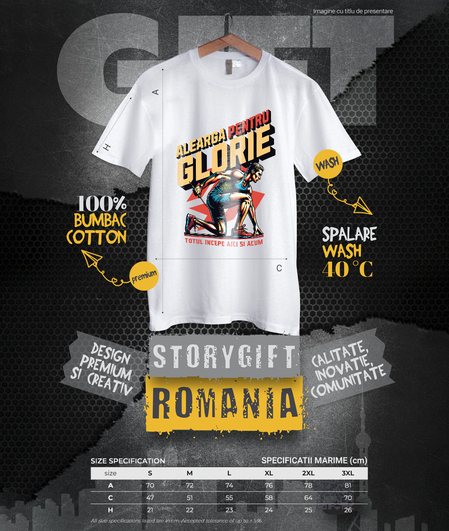 Tricou Femei, Barbati, Copii, Fata, Baiat, Unisex Personalizat Alergător Maraton – Motivație și Glorie Sportivă [3]