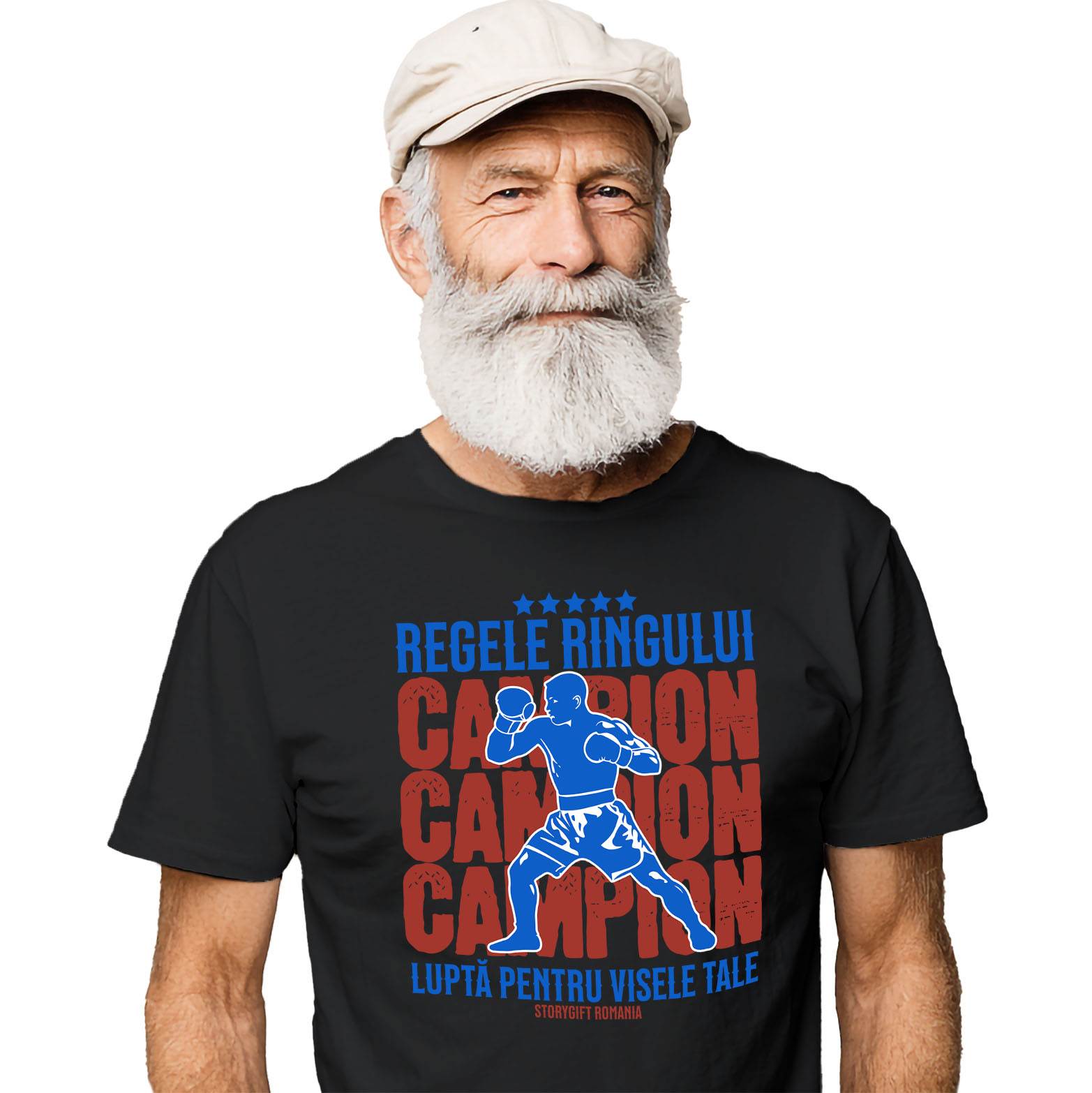 Tricou Femei, Barbati, Copii, Fata, Baiat, Unisex Personalizat Siluetă Boxer – Regele Ringului, Motivație și Sport de Contact