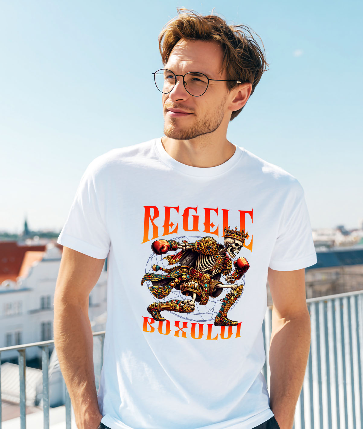 Tricou Femei, Barbati, Copii, Fata, Baiat, Unisex Personalizat Schelet Boxer – Regele Boxului, Motivație și Sport de Contact [1]