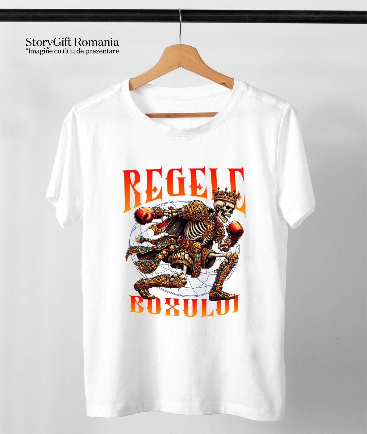Tricou Femei, Barbati, Copii, Fata, Baiat, Unisex Personalizat Schelet Boxer – Regele Boxului, Motivație și Sport de Contact [2]