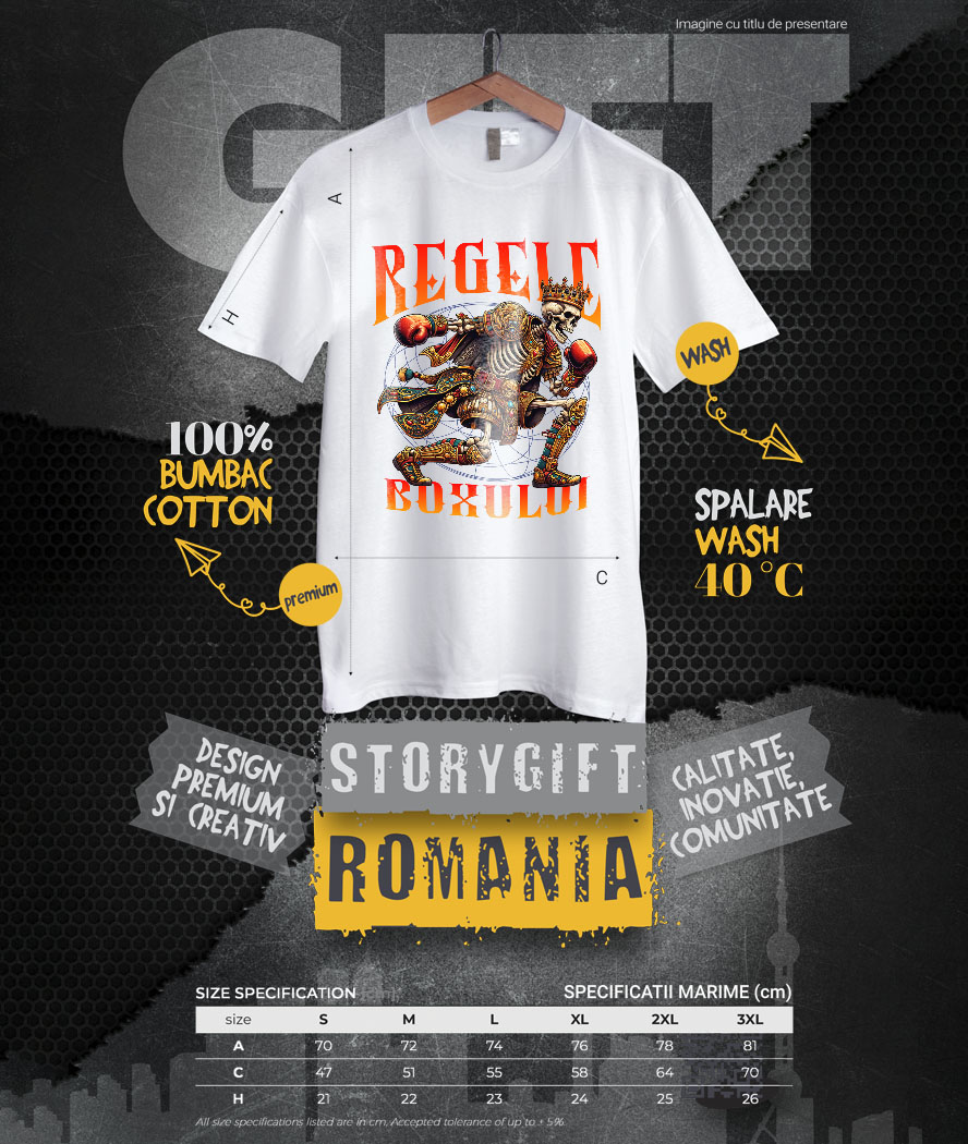 Tricou Femei, Barbati, Copii, Fata, Baiat, Unisex Personalizat Schelet Boxer – Regele Boxului, Motivație și Sport de Contact [3]