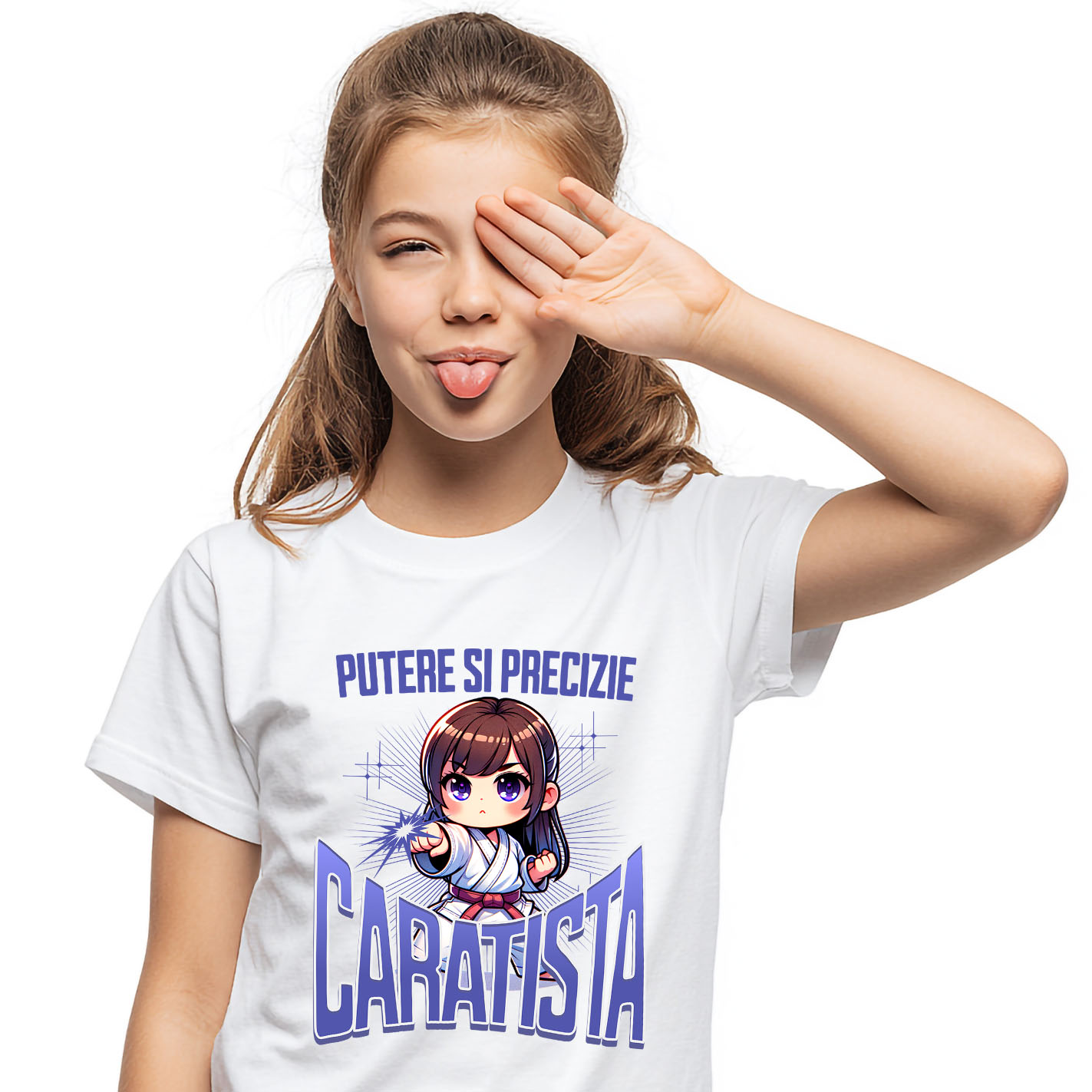 Tricou Femei, Barbati, Copii, Fata, Baiat, Unisex Personalizat Fată Anime Karate – Putere, Disciplină și Motivație