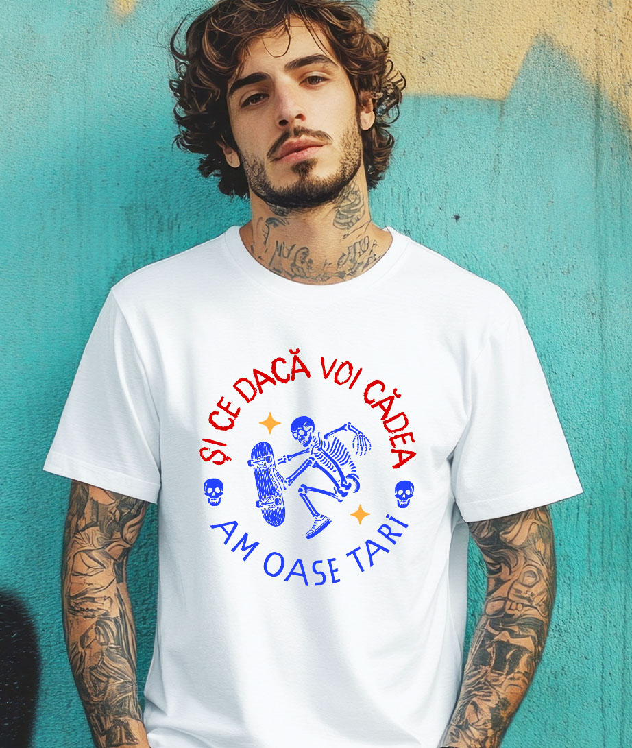 Tricou Femei, Barbati, Copii, Fata, Baiat, Unisex Personalizat Ilustrație amuzantă cu un schelet pe skateboard, într-un stil cool și dinamic, potrivit pentru fanii sporturilor extreme și designurilor originale. [1]