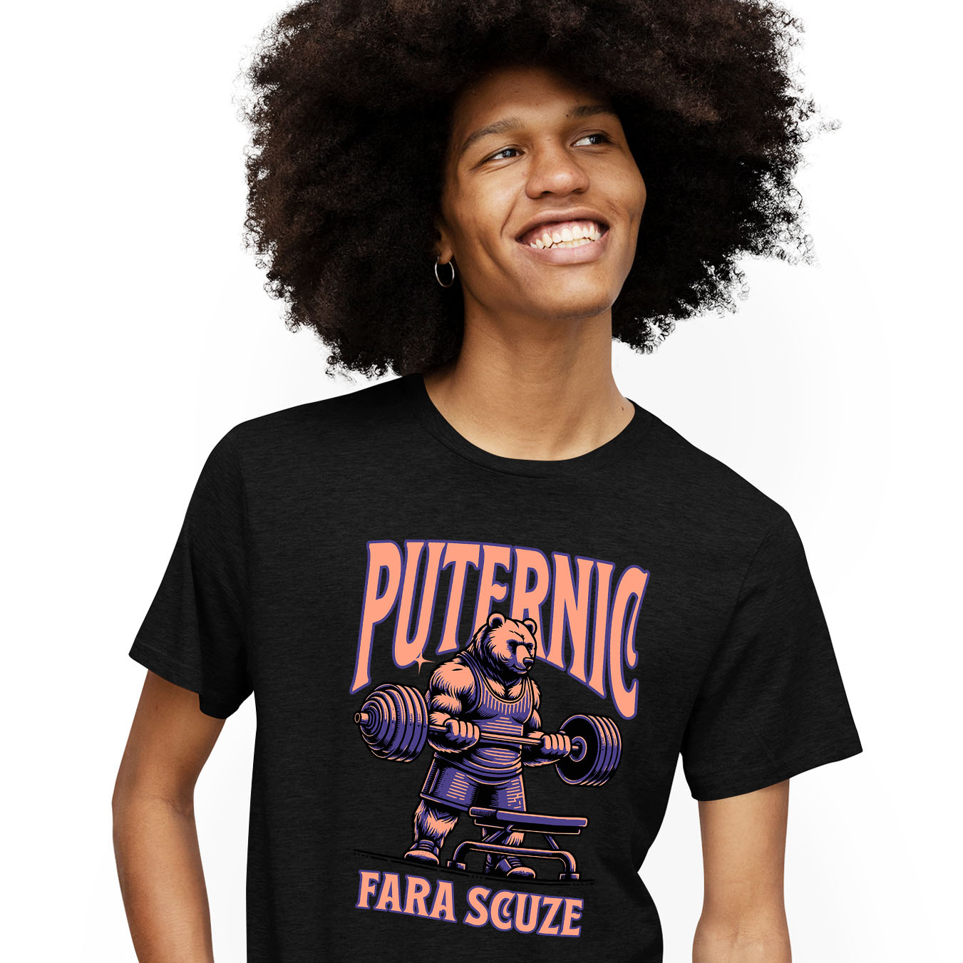 Tricou Femei, Barbati, Copii, Fata, Baiat, Unisex Personalizat urs puternic, urs la sală, ridicat greutăți, antrenament fitness, tricou sport personalizat, cadou pentru sportivi, maiou de forță, urs culturist, design sală de forță, cadouri pentru tati și prieteni