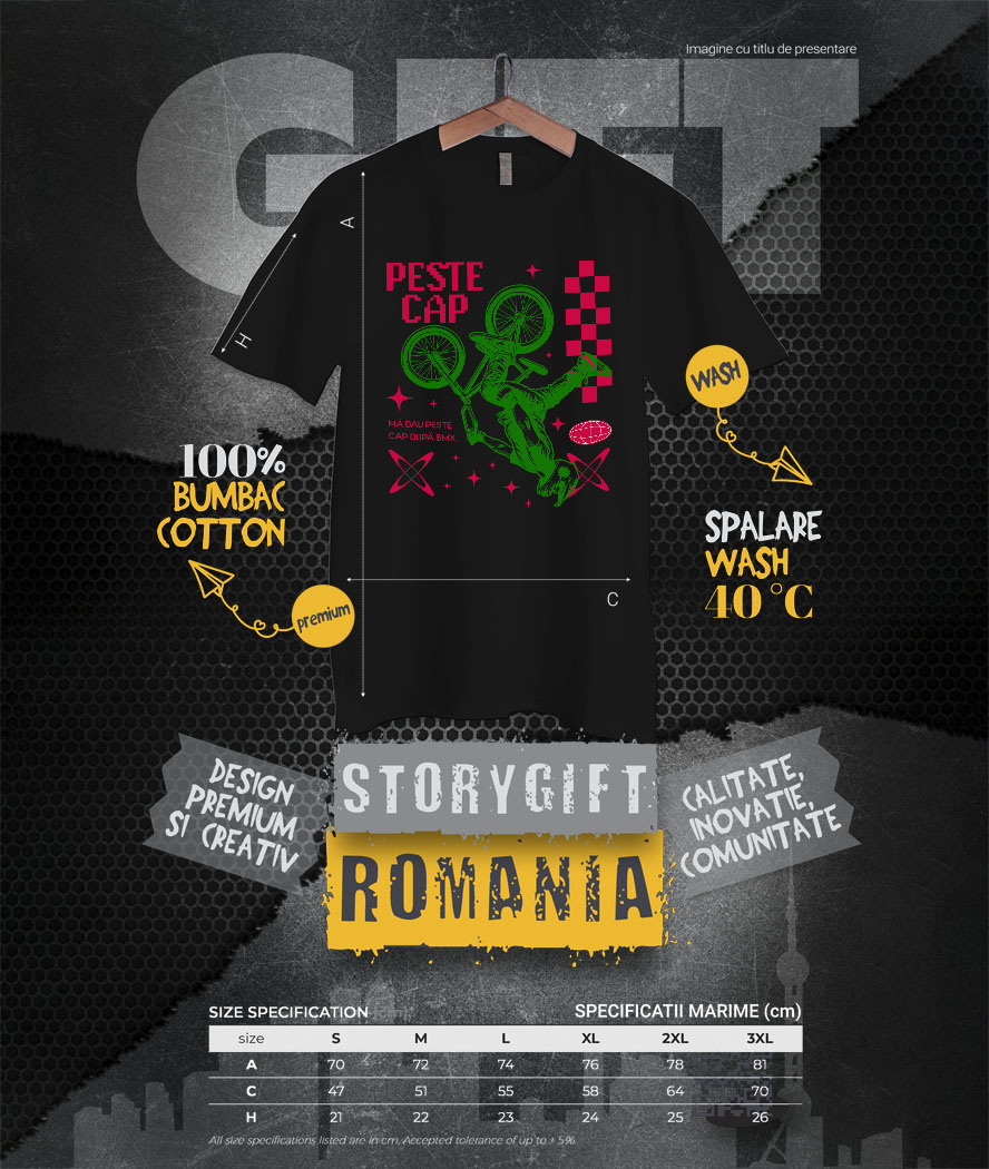 Tricou Femei, Barbati, Copii, Fata, Baiat, Unisex Personalizat Siluetă BMX Personalizată – Cadou Perfect pentru Pasionați de Sport Extrem [3]