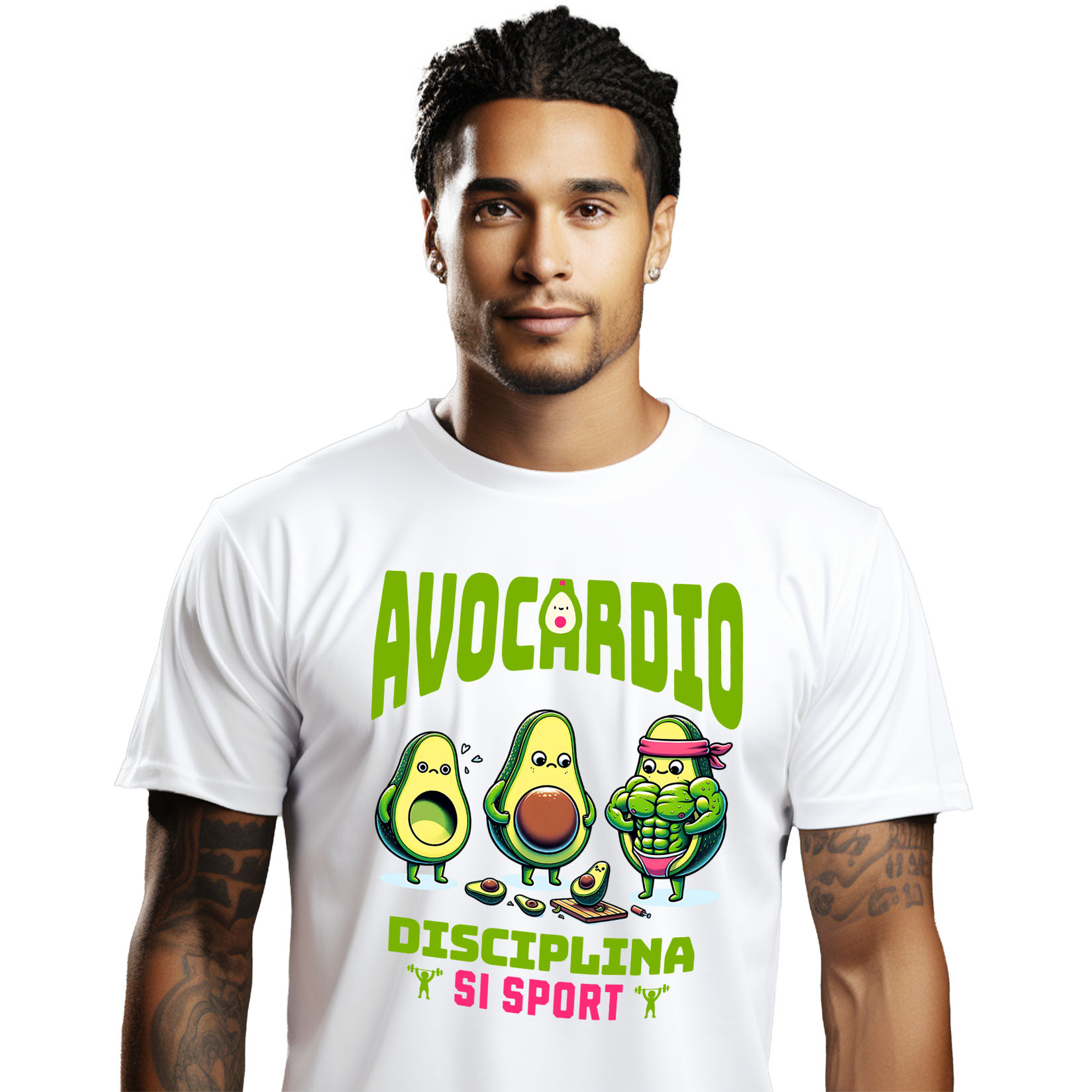 Tricou Femei, Barbati, Copii, Fata, Baiat, Unisex Personalizat : Avocado și Evoluția Fitness – Motivație și Disciplină pentru Sportivi