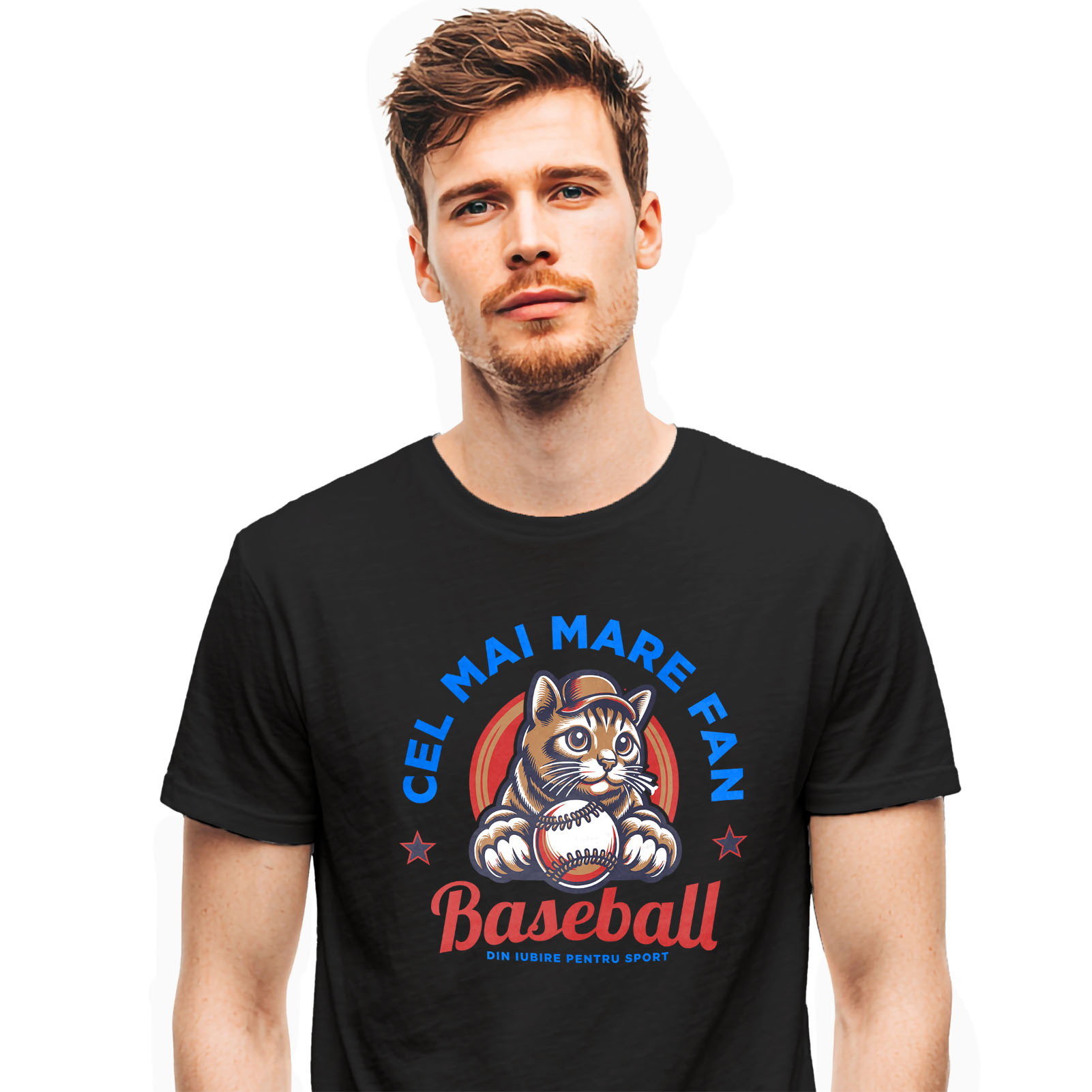 Tricou Femei, Barbati, Copii, Fata, Baiat, Unisex Personalizat Pisică Jucătoare de Baseball – Cadou Amuzant pentru Iubitorii de Sport