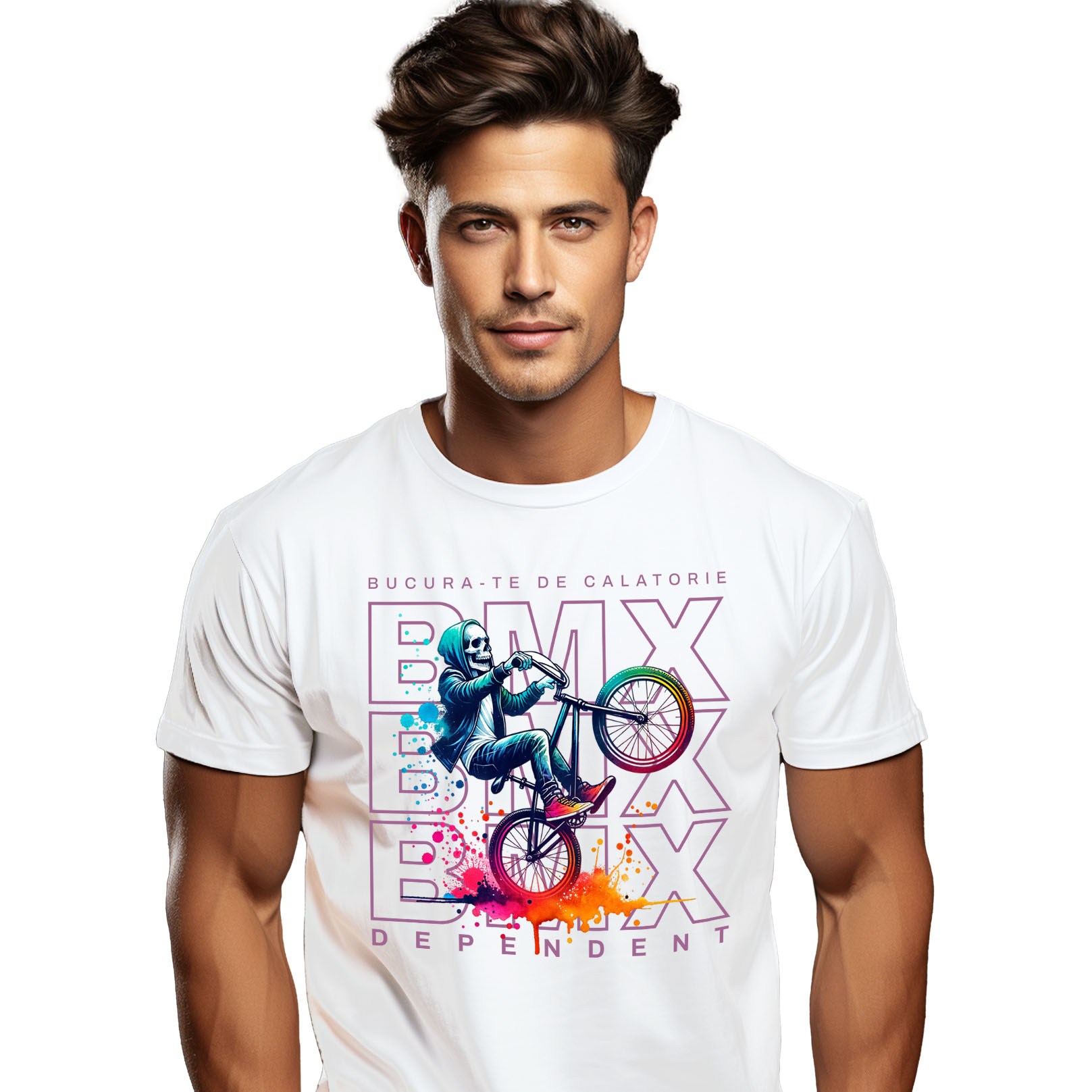 Tricou Femei, Barbati, Copii, Fata, Baiat, Unisex Personalizat Schelet pe BMX - Tricou Personalizat Motivațional pentru Rideri și Sportivi