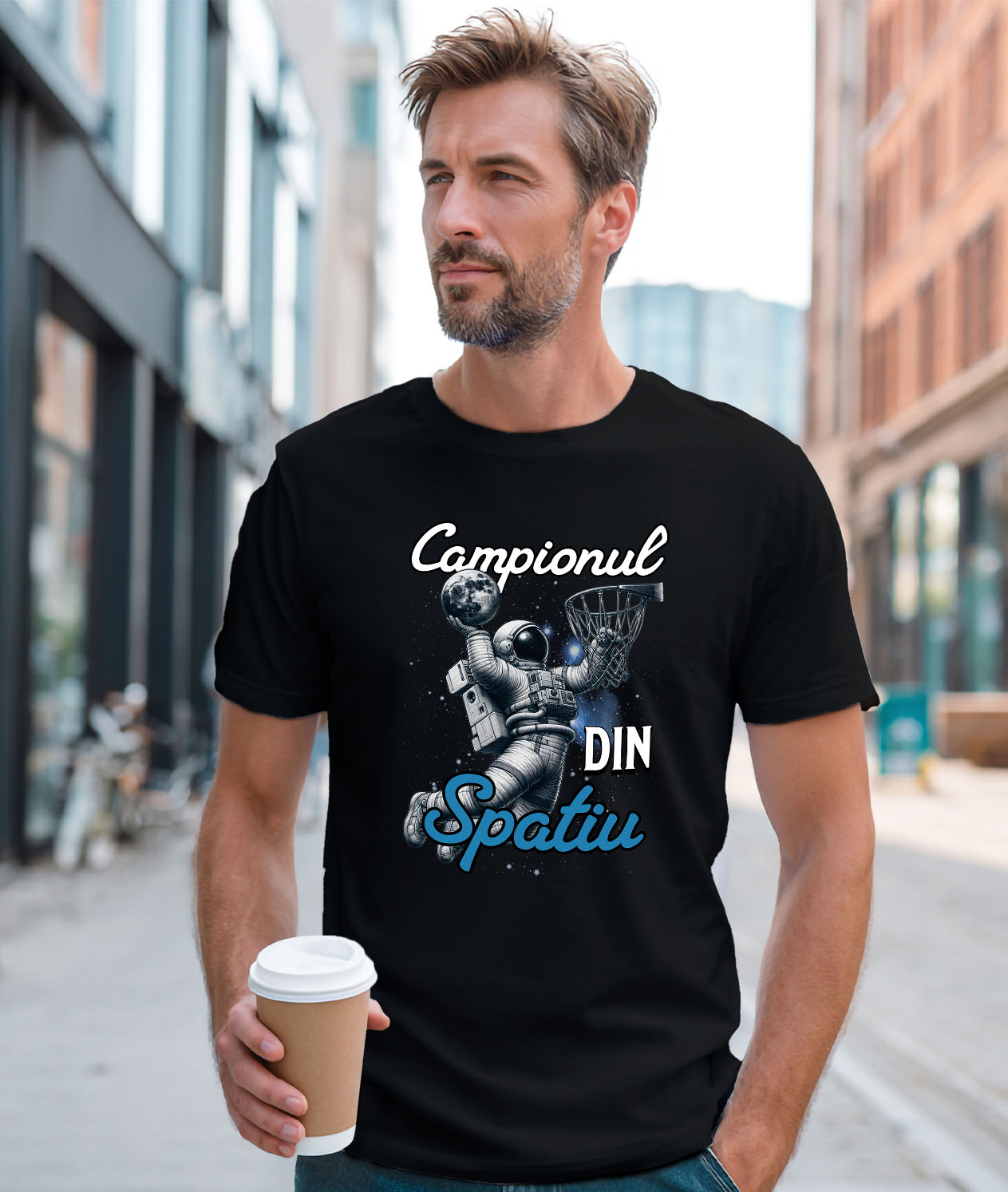 Tricou Femei, Barbati, Copii, Fata, Baiat, Unisex Personalizat Astronaut În Spațiu și Minge Baschet – Cadou Sportiv Motivațional pentru Echipe [1]