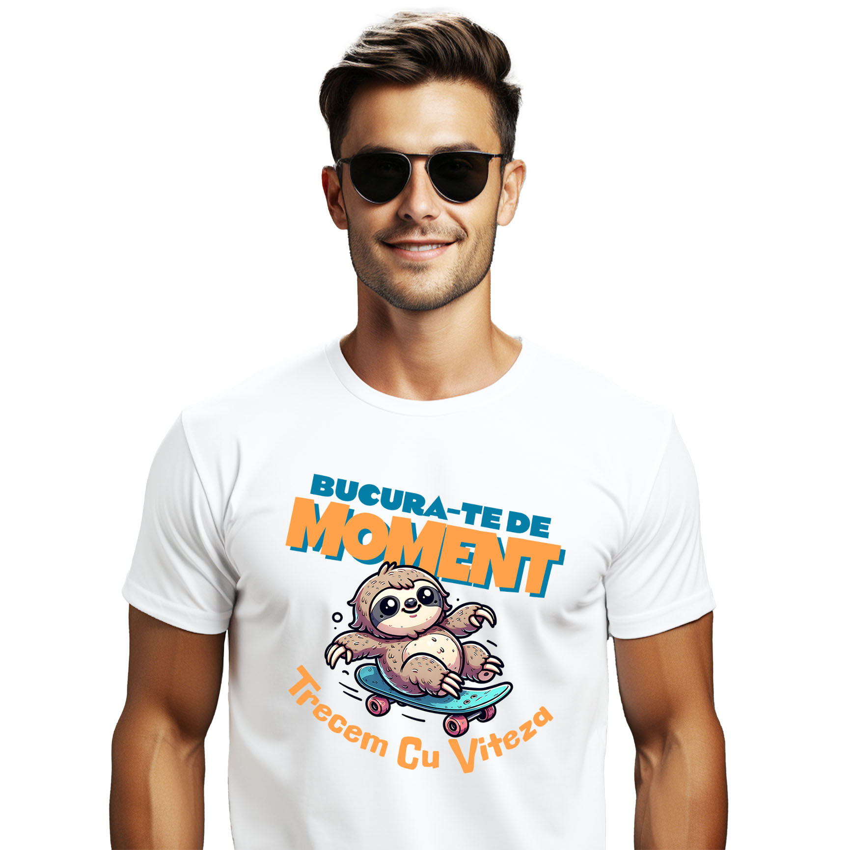 Tricou Femei, Barbati, Copii, Fata, Baiat, Unisex Personalizat Animal Leneș Pe Skateboard – Design Amuzant pentru Distracție și Sport