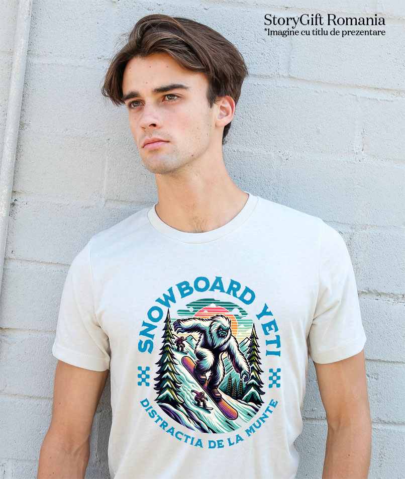 Tricou Femei, Barbati, Copii, Fata, Baiat, Unisex Personalizat Big Foot Monstru Pe Placă De Snowboard – Cadou Iarnă Personalizat pentru Sportivi [1]