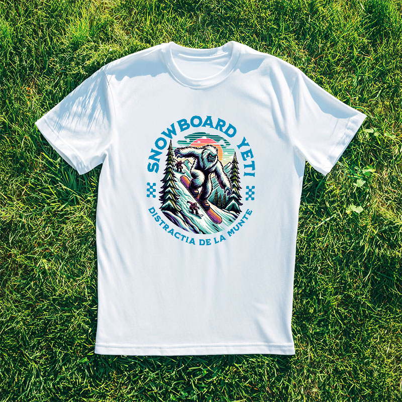 Tricou Femei, Barbati, Copii, Fata, Baiat, Unisex Personalizat Big Foot Monstru Pe Placă De Snowboard – Cadou Iarnă Personalizat pentru Sportivi [2]